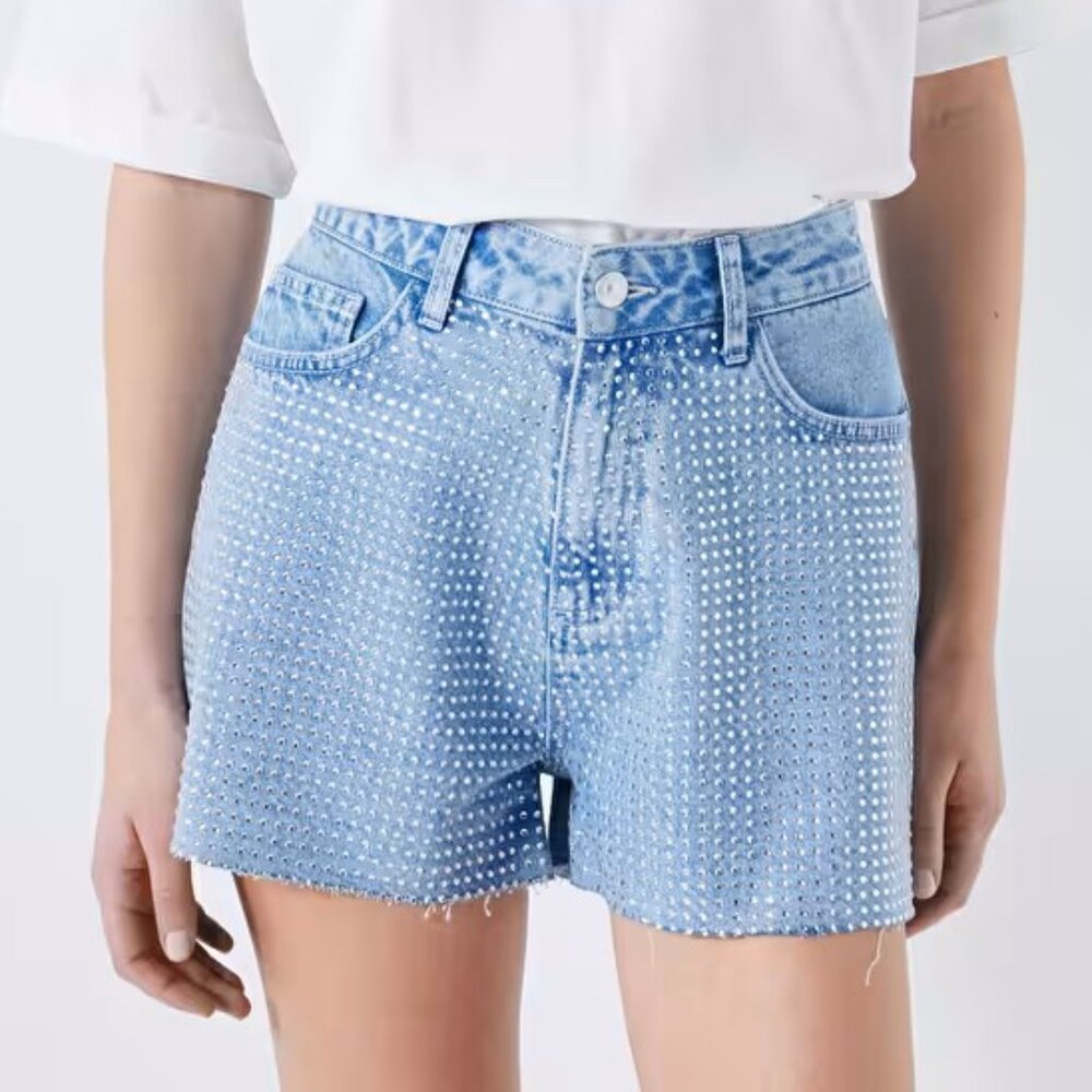 Blue denim shorts - Picture 3 of 4